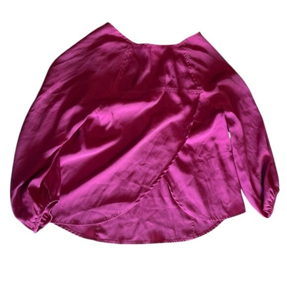 American Eagle Medium Top Purple Blouse Long Sleeve Shirt Minimalist AE Coquette - Picture 2 of 10